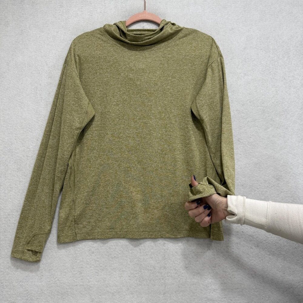 Athleta Hoodie Sweatshirt Womens Small Green Uptempo II Lightweight Thumbholes - Picture 3 of 11